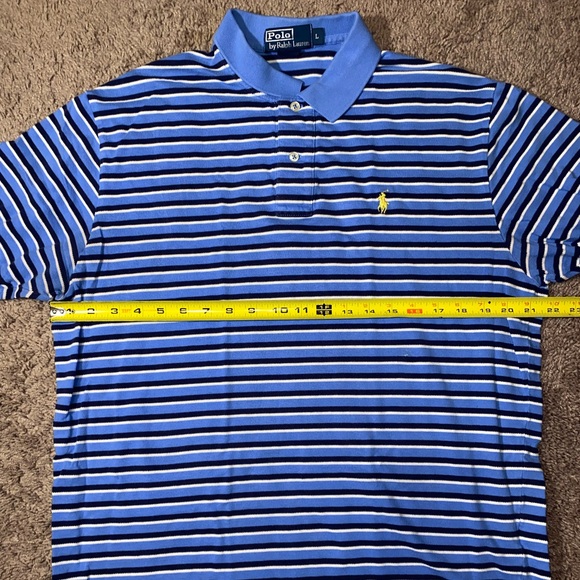 Polo Ralph Lauren Mens Size Large Blue Cotton Golf Work Dress Beach Polo Shirt - Picture 7 of 10